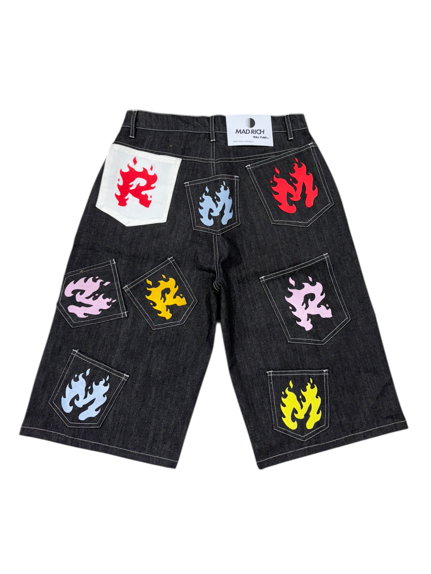 Mad Rich “Flame Patch” Jorts