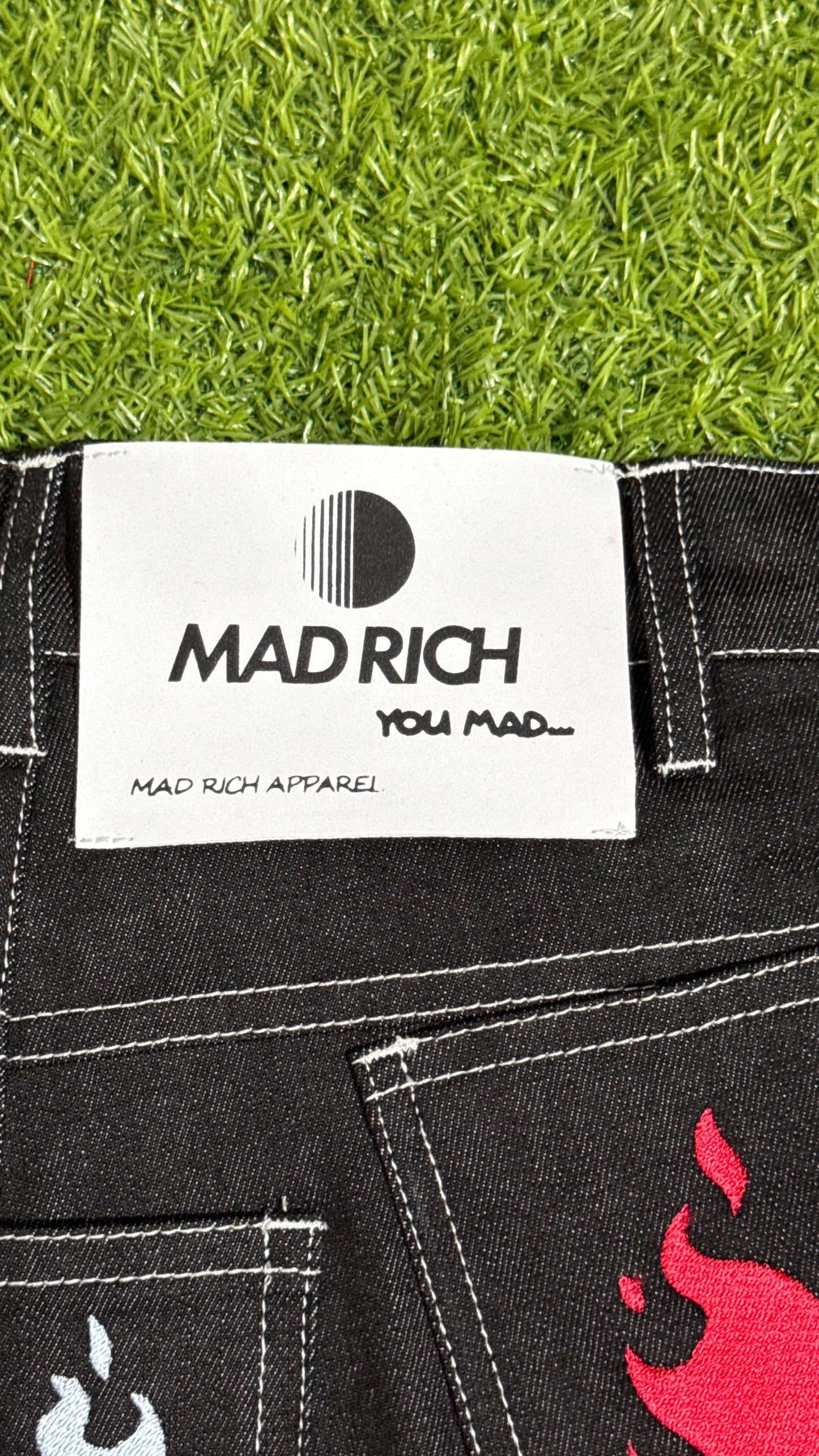Mad Rich “Flame Patch” Jorts