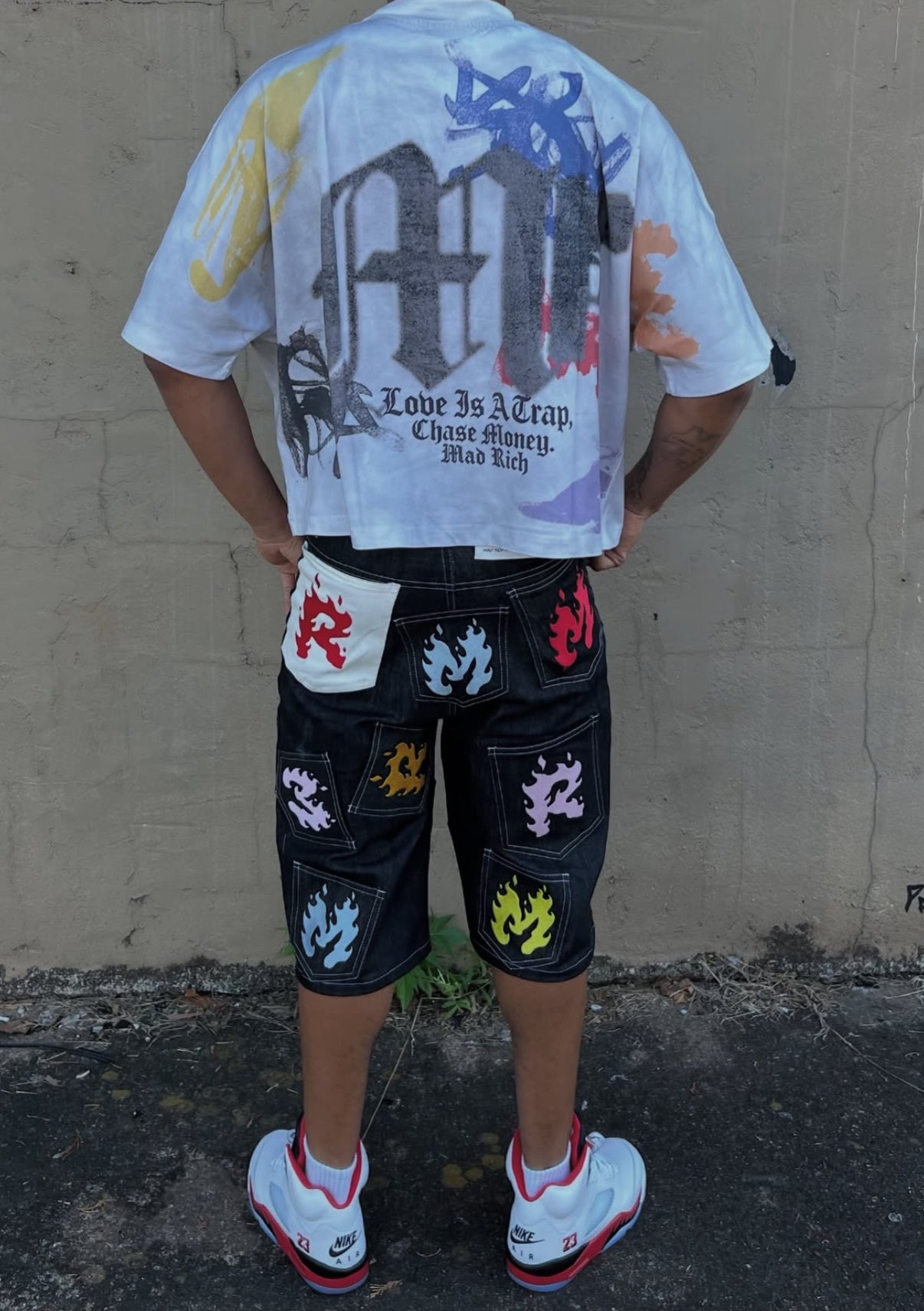 Mad Rich “Flame Patch” Jorts