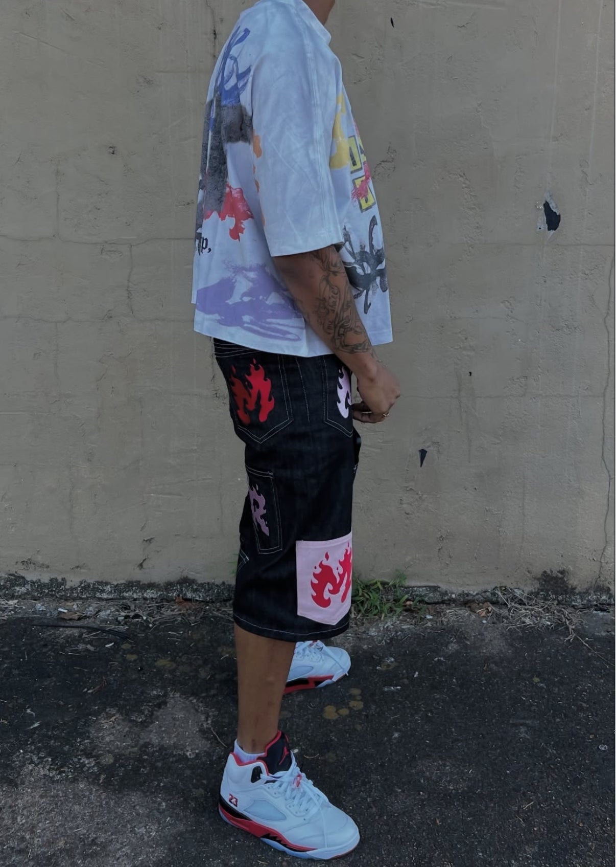 Mad Rich “Flame Patch” Jorts