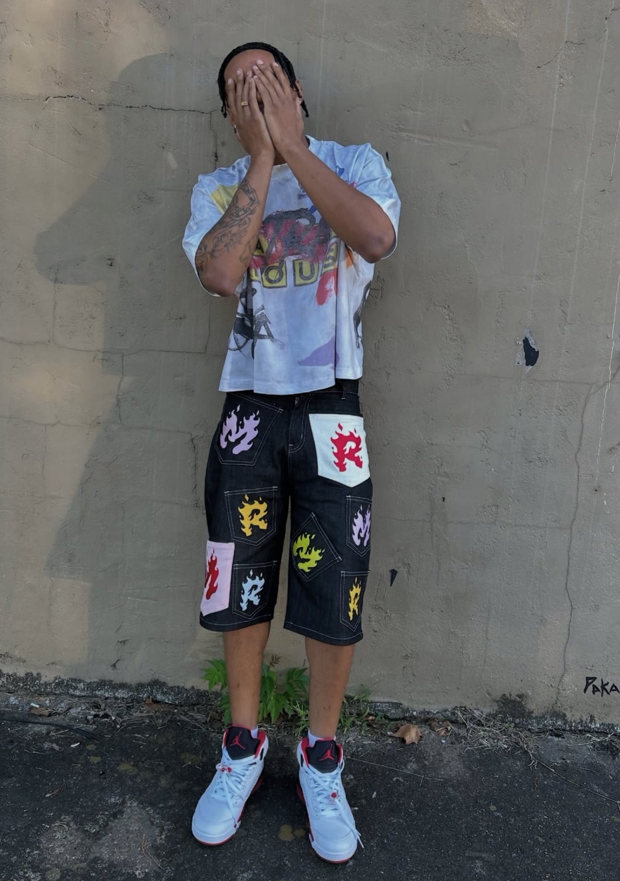 Mad Rich “Flame Patch” Jorts