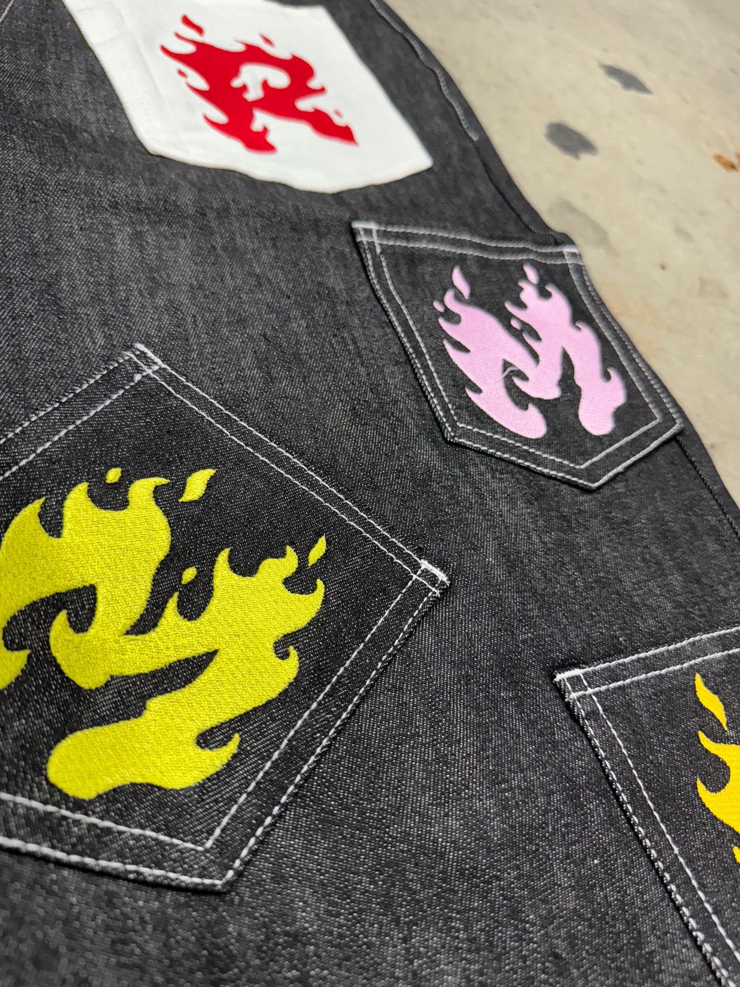 Mad Rich “Flame Patch” Jorts