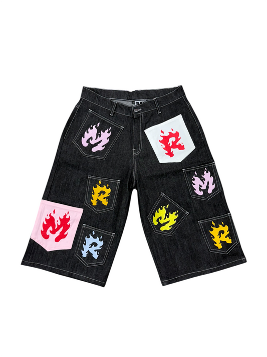 Mad Rich “Flame Patch” Jorts